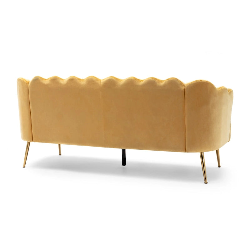 Reitz Glam Velvet Shell 3 Seater Sofa by Christopher Knight Home - 76.25 L x 29.25 W x 33.50 H