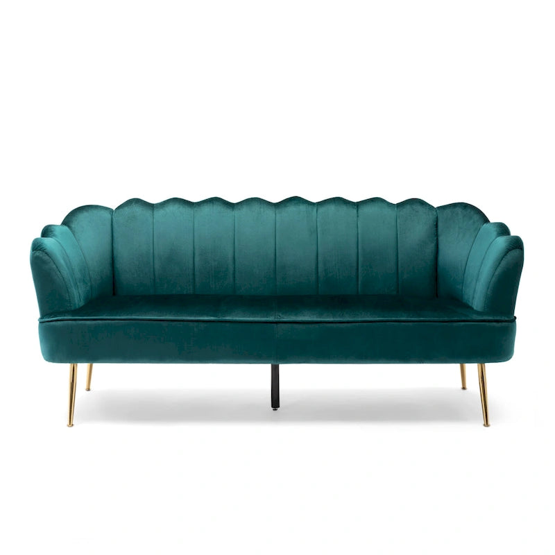 Reitz Glam Velvet Shell 3 Seater Sofa by Christopher Knight Home - 76.25 L x 29.25 W x 33.50 H