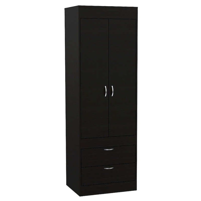 TUHOME Lisboa Armoire with Double Doors, 2 Drawers, and Hanging Rod
