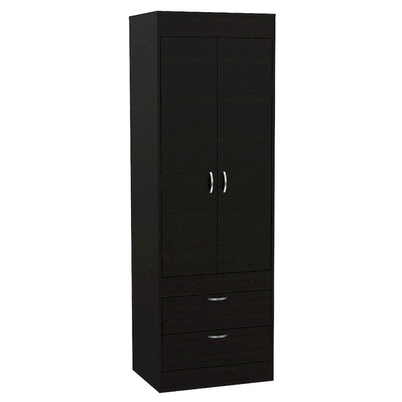 TUHOME Lisboa Armoire with Double Doors, 2 Drawers, and Hanging Rod