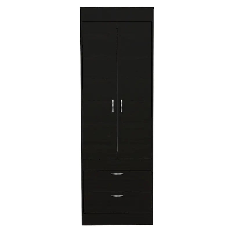 TUHOME Lisboa Armoire with Double Doors, 2 Drawers, and Hanging Rod