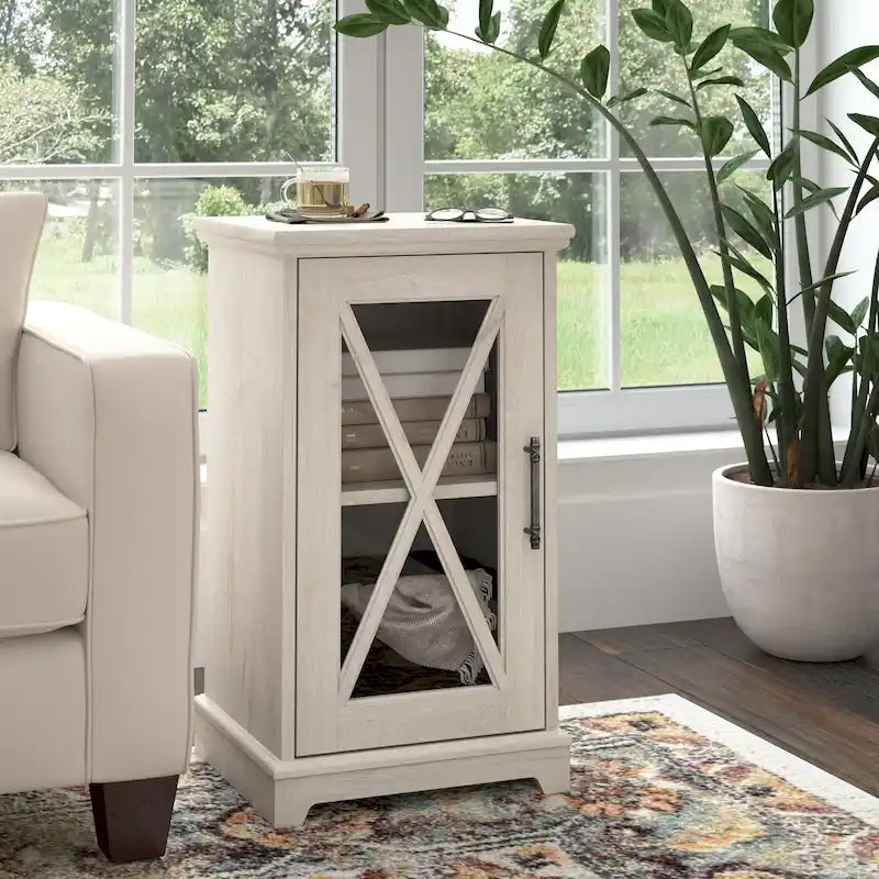 Lennox Small Farmhouse End Table with Storage by Bush Furniture