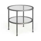 SEI Furniture Glenn Silver Metal Round Side Table with Shelf