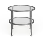 SEI Furniture Glenn Silver Metal Round Side Table with Shelf