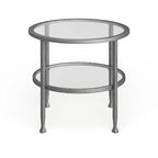 SEI Furniture Glenn Silver Metal Round Side Table with Shelf
