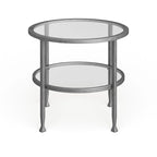 SEI Furniture Glenn Silver Metal Round Side Table with Shelf