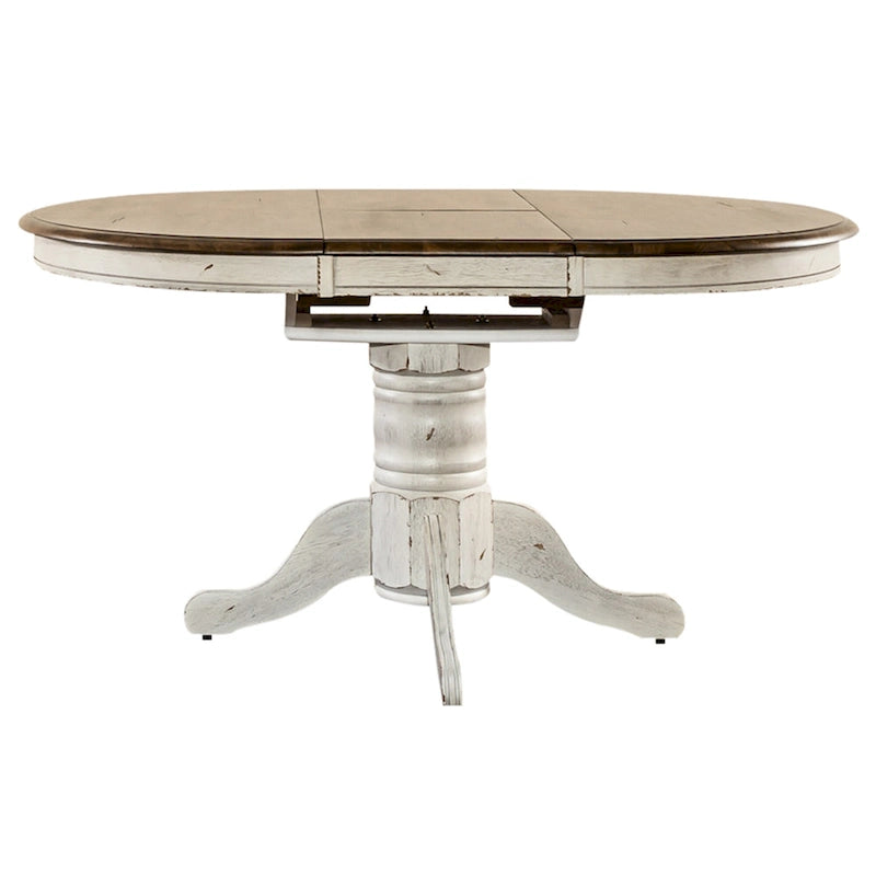 Carolina Crossing Antique Honey White Pedestal Table Set
