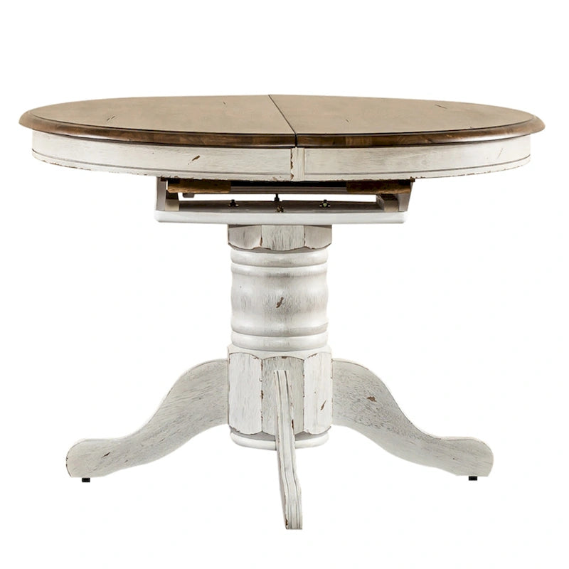 Carolina Crossing Antique Honey White Pedestal Table Set