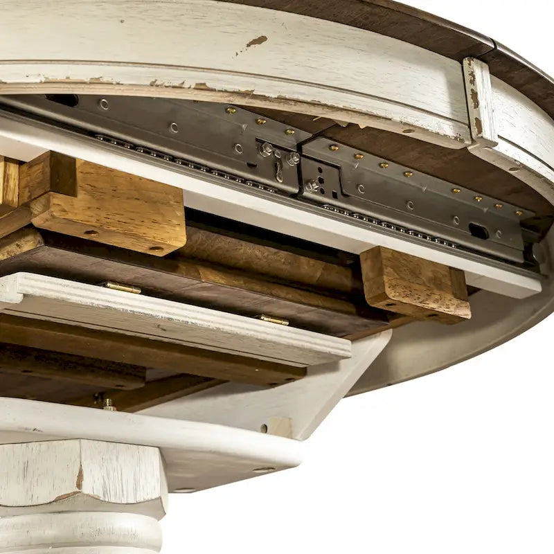 Carolina Crossing Antique Honey White Pedestal Table Set