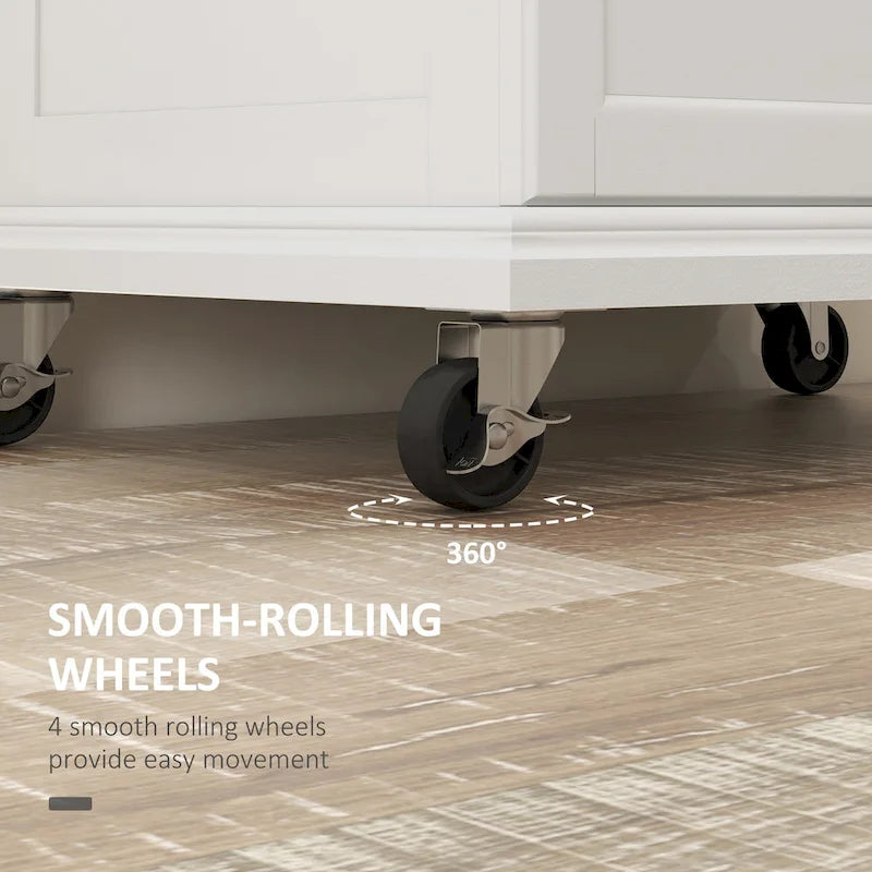 HOMCOM Kitchen Island on Wheels, Rolling Kitchen Cart with Stainless Steel Countertop, Drawer, Gray