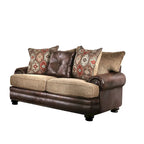 Dhirendra Traditional Brown Faux Leather Loveseat by Furniture of America