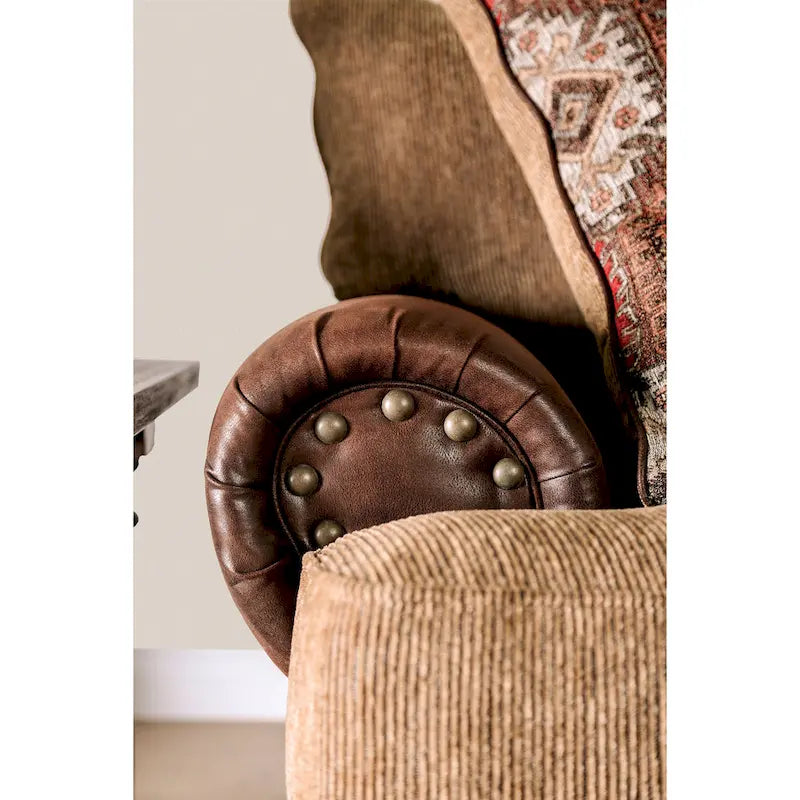 Dhirendra Traditional Brown Faux Leather Loveseat by Furniture of America