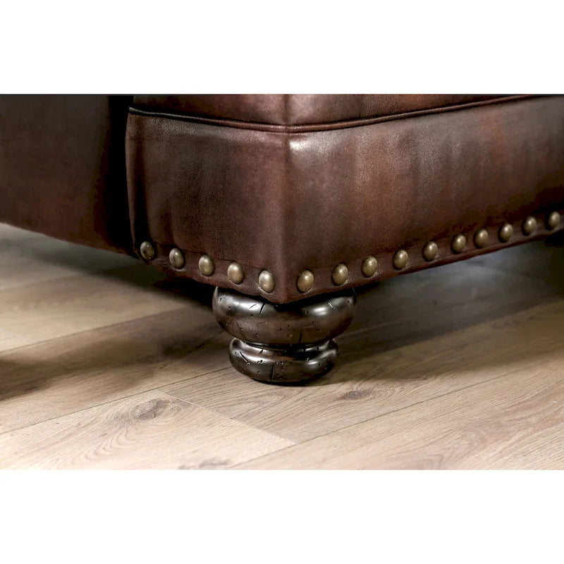 Dhirendra Traditional Brown Faux Leather Loveseat by Furniture of America