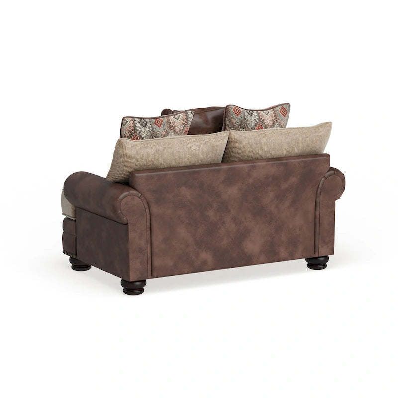 Dhirendra Traditional Brown Faux Leather Loveseat by Furniture of America