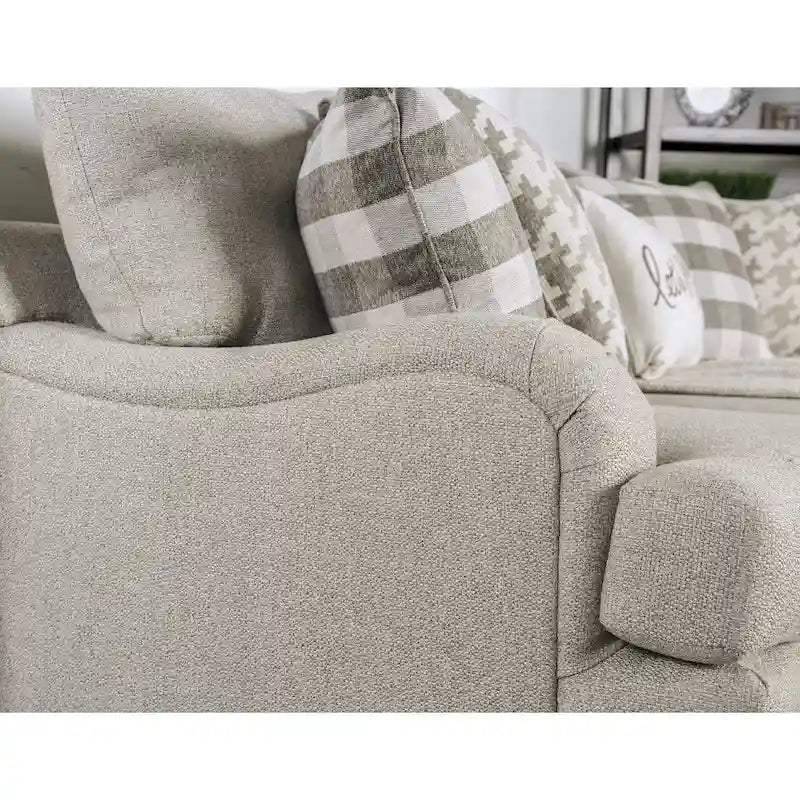 Zito Transitional Grey Linen Fabric Padded Sofa by Furniture of America
