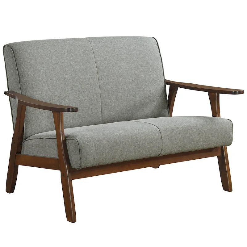 CraftPorch Wenge Wood Mid-Century Modern Linen Loveseat