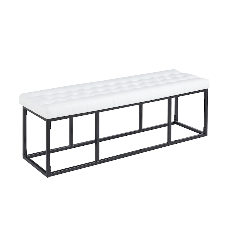 Porthos Home Ellie Faux Leather Accent Bench with Metal Frame Base