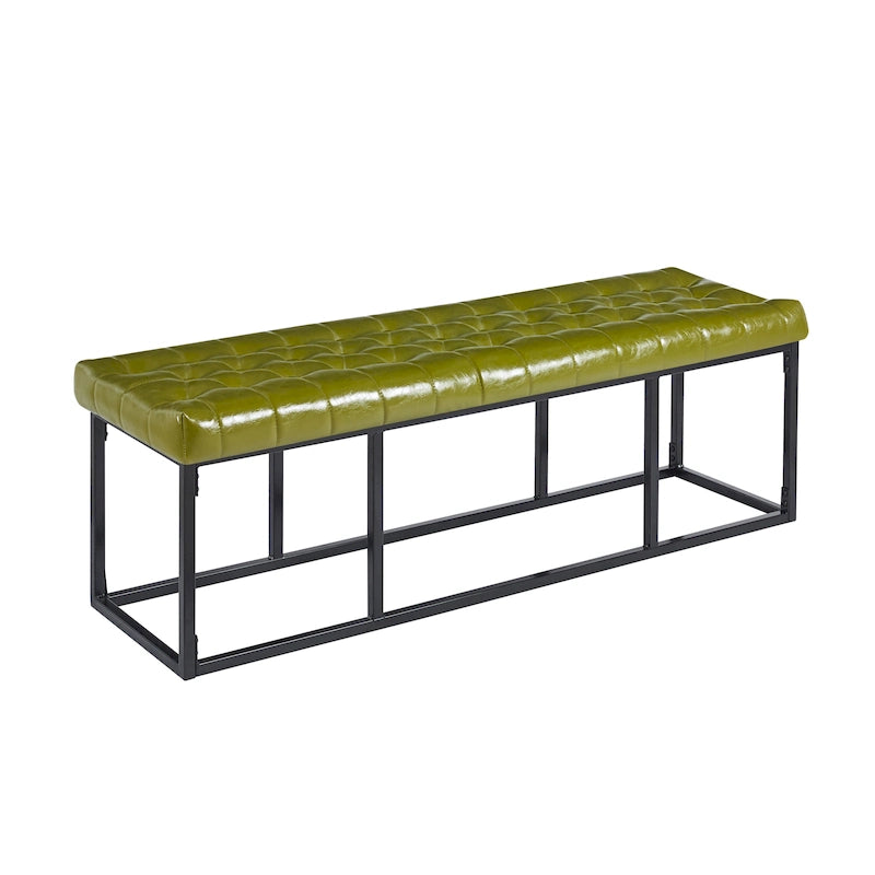 Porthos Home Ellie Faux Leather Accent Bench with Metal Frame Base
