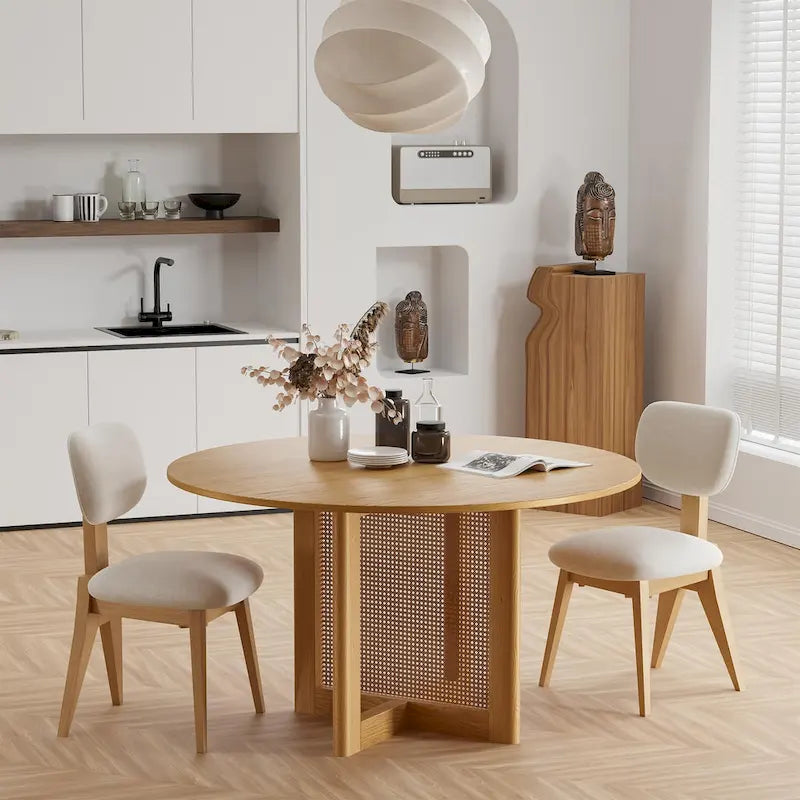 Solid Wood 52 Round Dining Table for 6 People Nordic style - 52*30