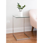Porch & Den Birchshire Stainless Steel/ Glass End Table