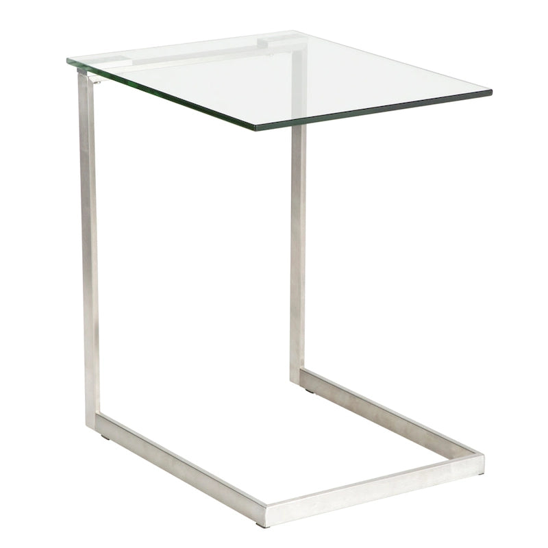 Porch & Den Birchshire Stainless Steel/ Glass End Table