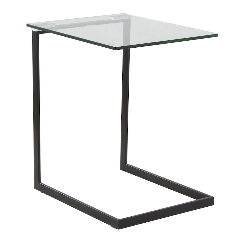 Porch & Den Birchshire Stainless Steel/ Glass End Table