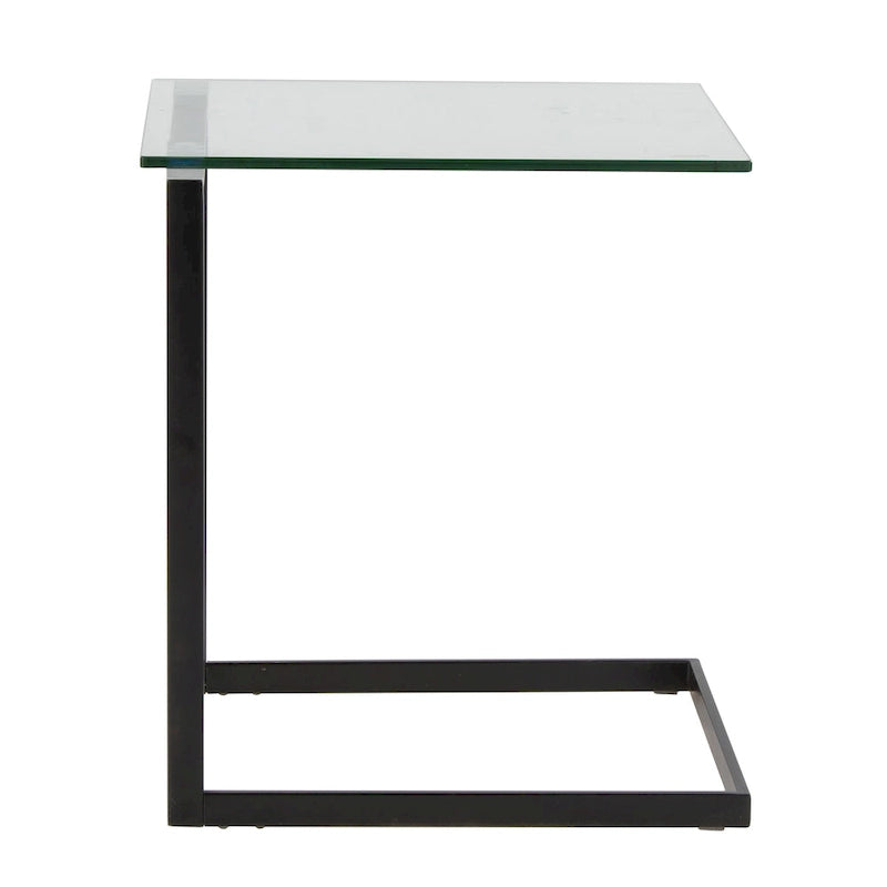 Porch & Den Birchshire Stainless Steel/ Glass End Table