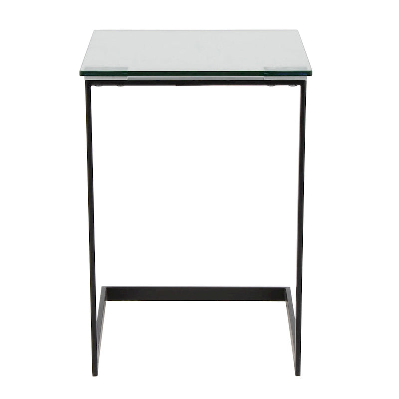 Porch & Den Birchshire Stainless Steel/ Glass End Table