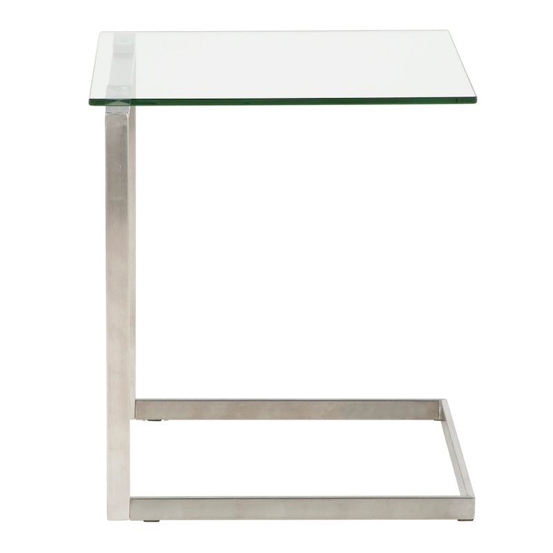 Porch & Den Birchshire Stainless Steel/ Glass End Table