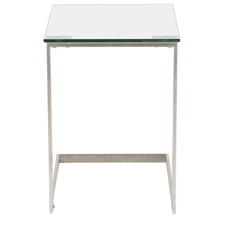 Porch & Den Birchshire Stainless Steel/ Glass End Table