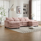 Sectional Sofa Cloud Couch for Living Room, Modern Chenille/Boucle U Shaped Couch, Comfy Modular Sofa Sleeper with Double Chaise