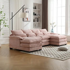 Sectional Sofa Cloud Couch for Living Room, Modern Chenille/Boucle U Shaped Couch, Comfy Modular Sofa Sleeper with Double Chaise