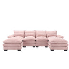 Sectional Sofa Cloud Couch for Living Room, Modern Chenille/Boucle U Shaped Couch, Comfy Modular Sofa Sleeper with Double Chaise