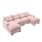 Sectional Sofa Cloud Couch for Living Room, Modern Chenille/Boucle U Shaped Couch, Comfy Modular Sofa Sleeper with Double Chaise