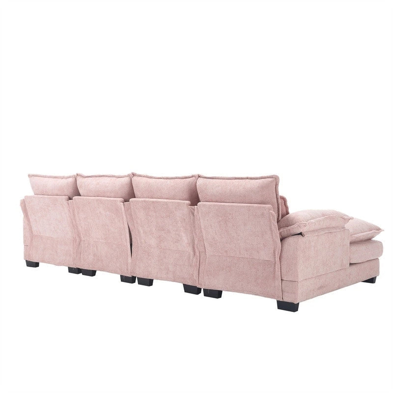 Sectional Sofa Cloud Couch for Living Room, Modern Chenille/Boucle U Shaped Couch, Comfy Modular Sofa Sleeper with Double Chaise
