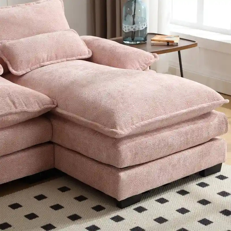 Sectional Sofa Cloud Couch for Living Room, Modern Chenille/Boucle U Shaped Couch, Comfy Modular Sofa Sleeper with Double Chaise