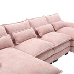 Sectional Sofa Cloud Couch for Living Room, Modern Chenille/Boucle U Shaped Couch, Comfy Modular Sofa Sleeper with Double Chaise