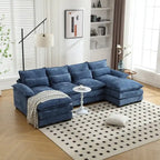 Sectional Sofa Cloud Couch for Living Room, Modern Chenille/Boucle U Shaped Couch, Comfy Modular Sofa Sleeper with Double Chaise