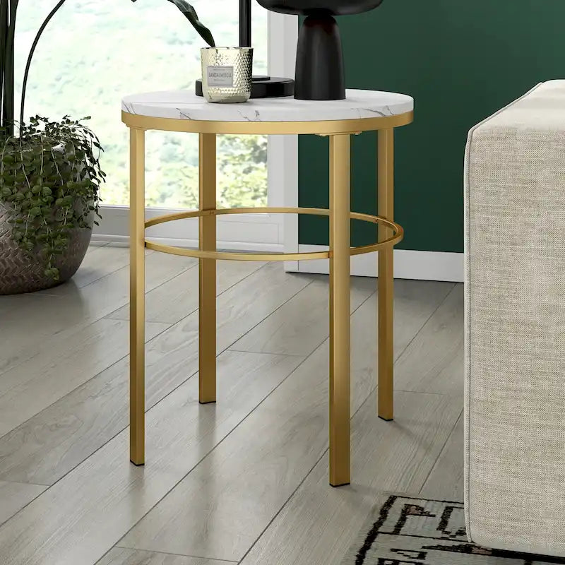 Gaia 20 Wide Round Side Table with Faux Marble Top