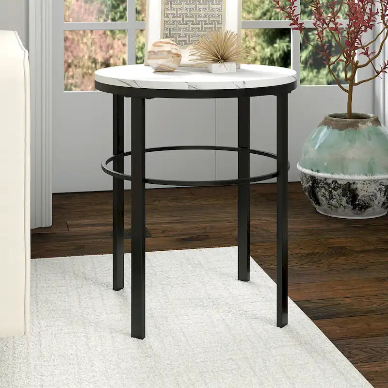 Gaia 20 Wide Round Side Table with Faux Marble Top