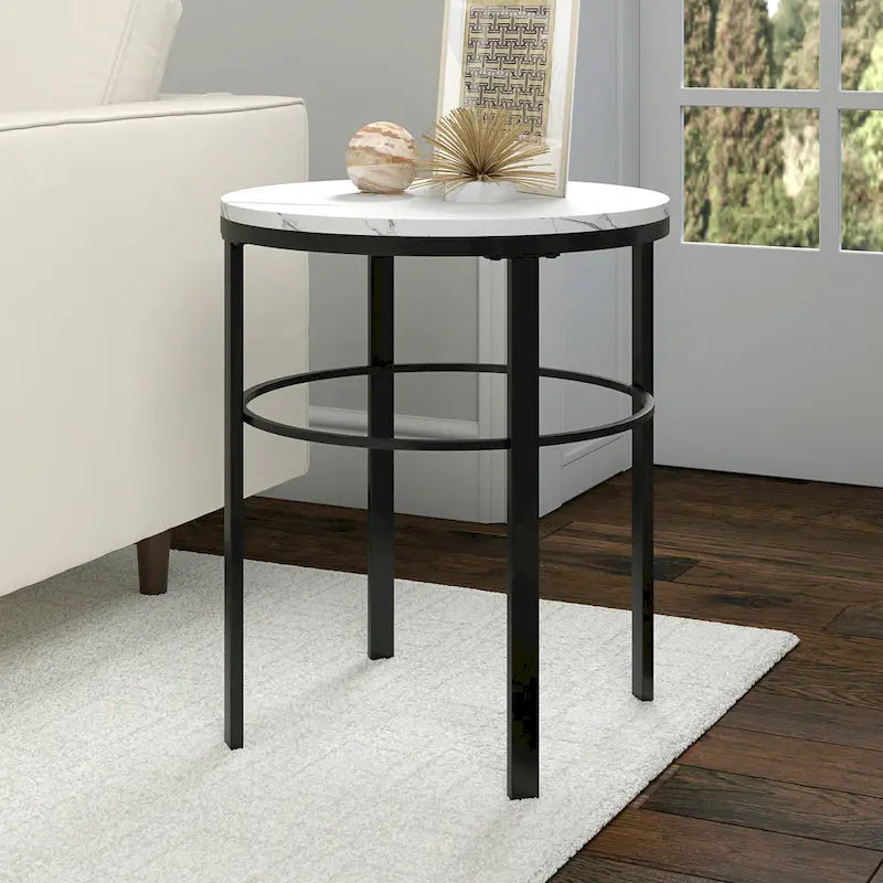 Gaia 20 Wide Round Side Table with Faux Marble Top