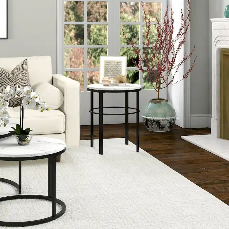 Gaia 20 Wide Round Side Table with Faux Marble Top