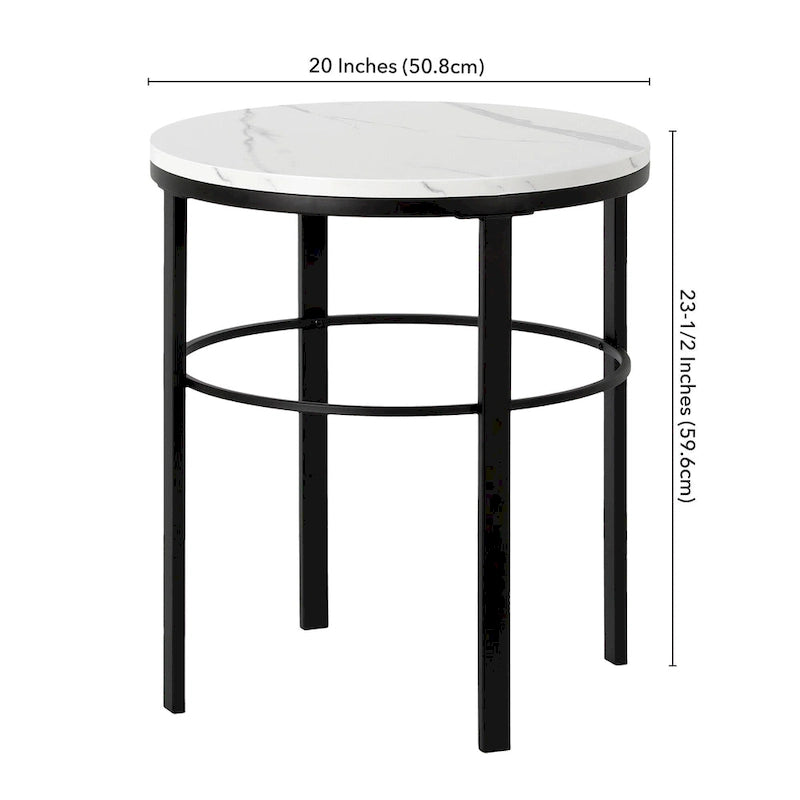 Gaia 20 Wide Round Side Table with Faux Marble Top
