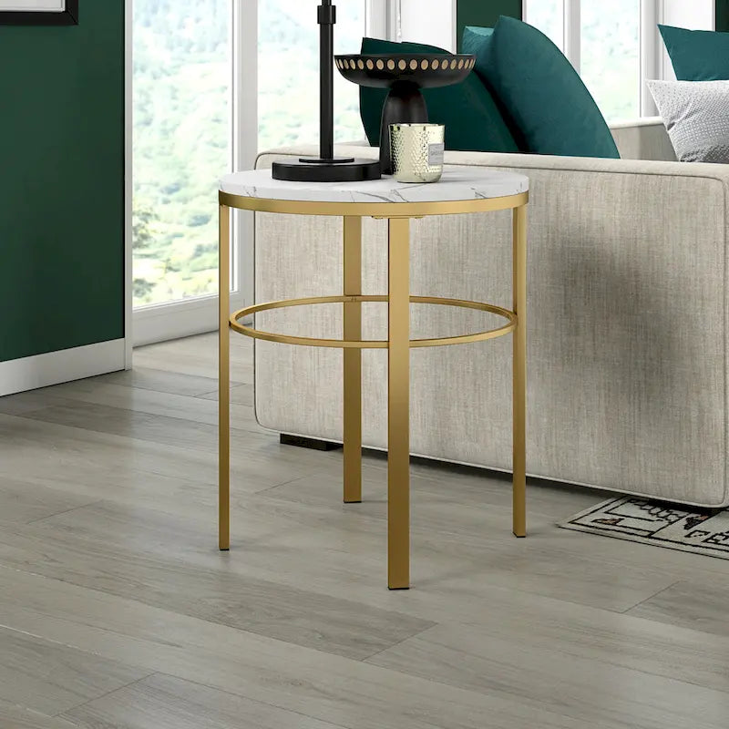 Gaia 20 Wide Round Side Table with Faux Marble Top