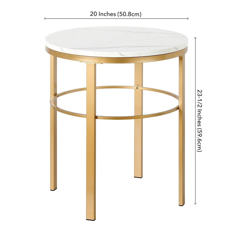 Gaia 20 Wide Round Side Table with Faux Marble Top