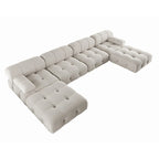 Modern U-Shaped Velvet Upholstered Modular Sectional Sofa 6-seater Extra Wide Chaise Lounge Couch for Living Room