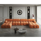 Modern U-Shaped Velvet Upholstered Modular Sectional Sofa 6-seater Extra Wide Chaise Lounge Couch for Living Room