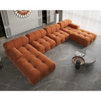 Modern U-Shaped Velvet Upholstered Modular Sectional Sofa 6-seater Extra Wide Chaise Lounge Couch for Living Room