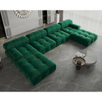 Modern U-Shaped Velvet Upholstered Modular Sectional Sofa 6-seater Extra Wide Chaise Lounge Couch for Living Room