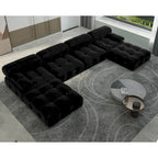 Modern U-Shaped Velvet Upholstered Modular Sectional Sofa 6-seater Extra Wide Chaise Lounge Couch for Living Room